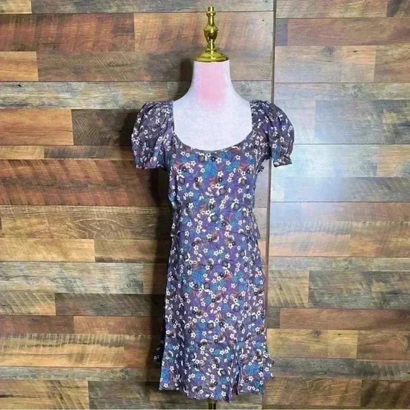 Band of the Free Coraline Purple Floral Crossover Mini Dress. Size Medium. NWT! - Picture 5 of 13